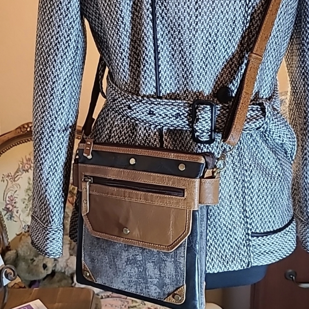 Stylish Brown and Black Men's Crossbody Bag